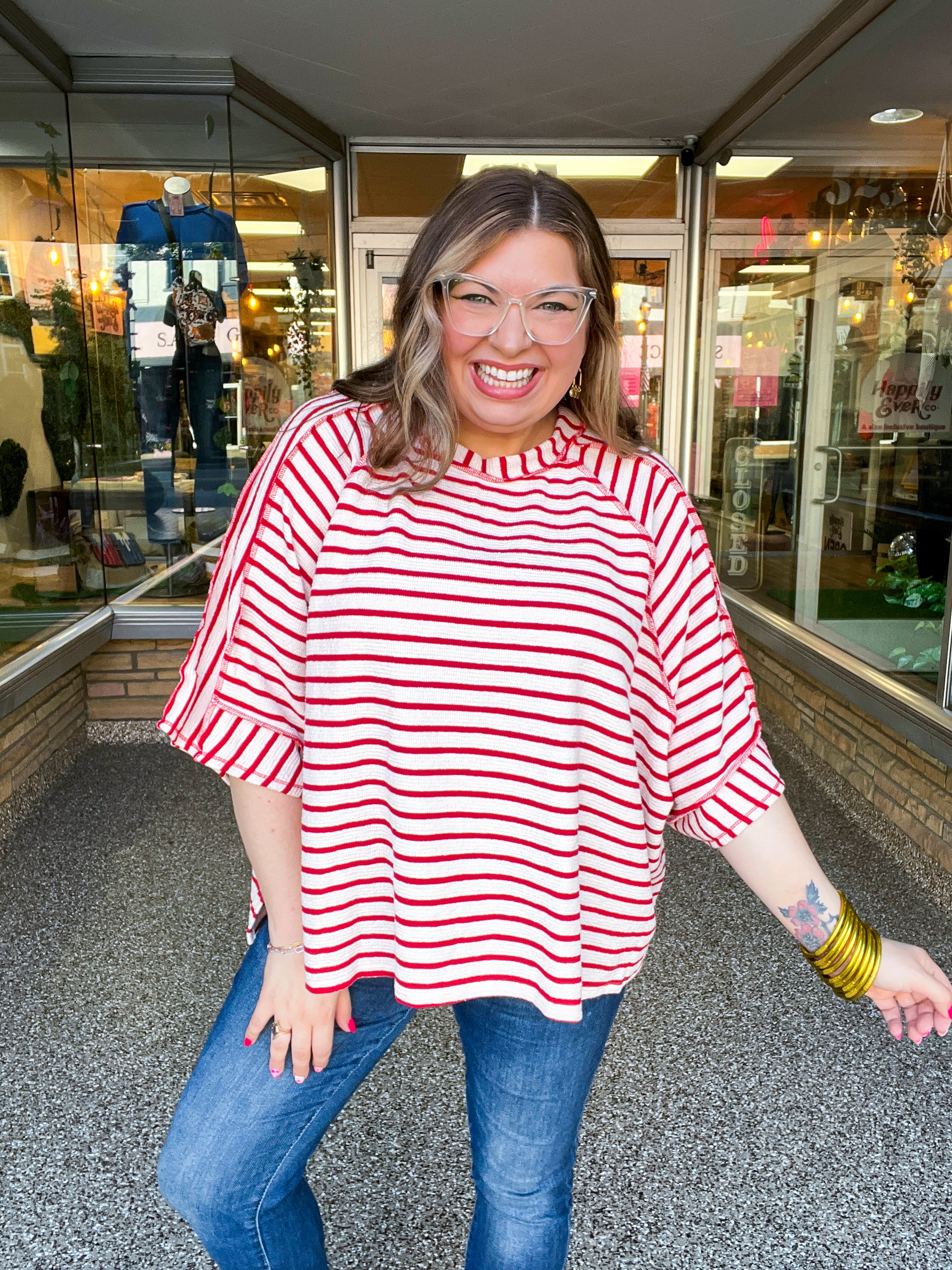 Harvest Horizon Striped Top in Red