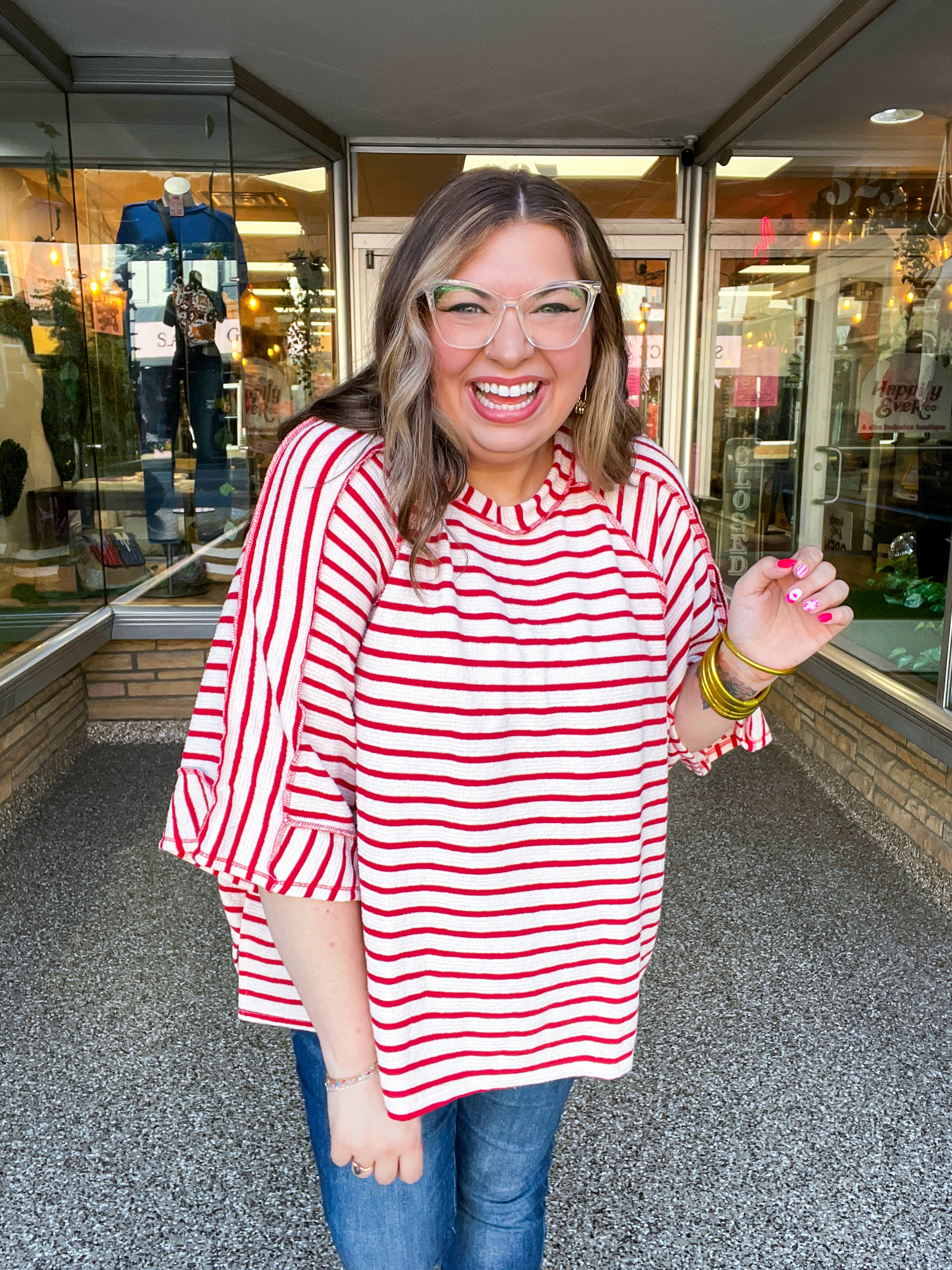 Harvest Horizon Striped Top in Red