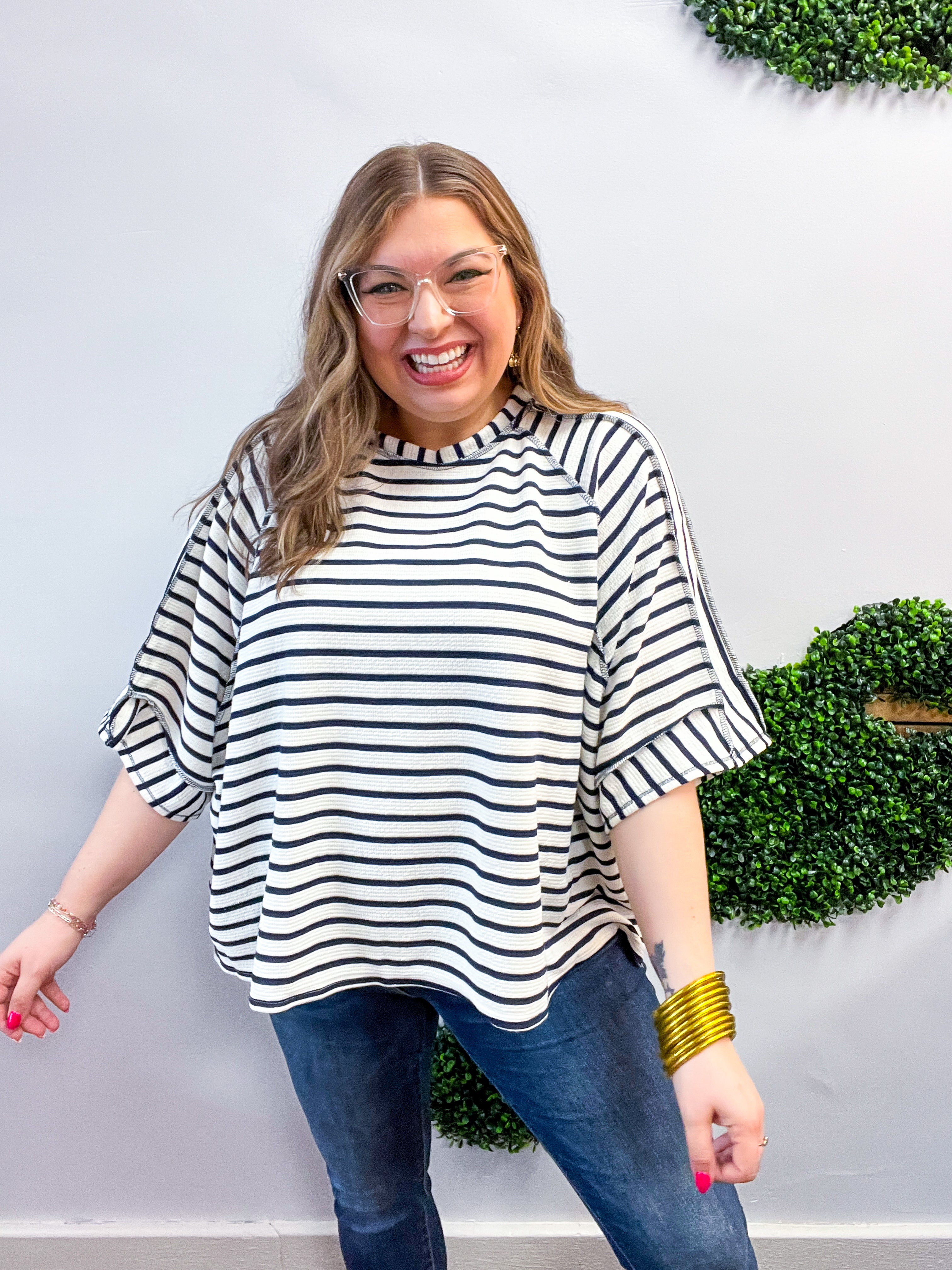 Harvest Horizon Striped Top in Navy