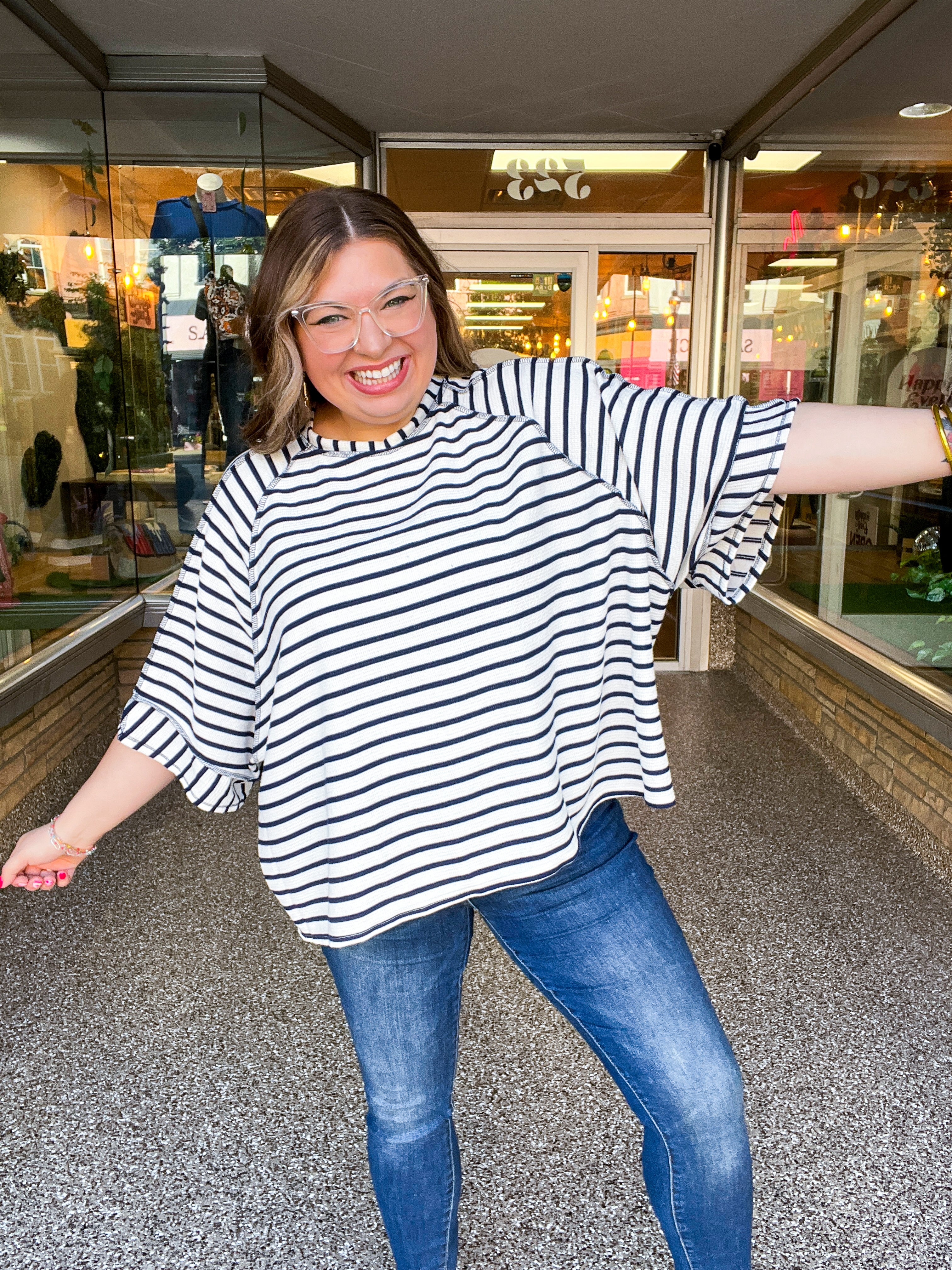 Harvest Horizon Striped Top in Navy