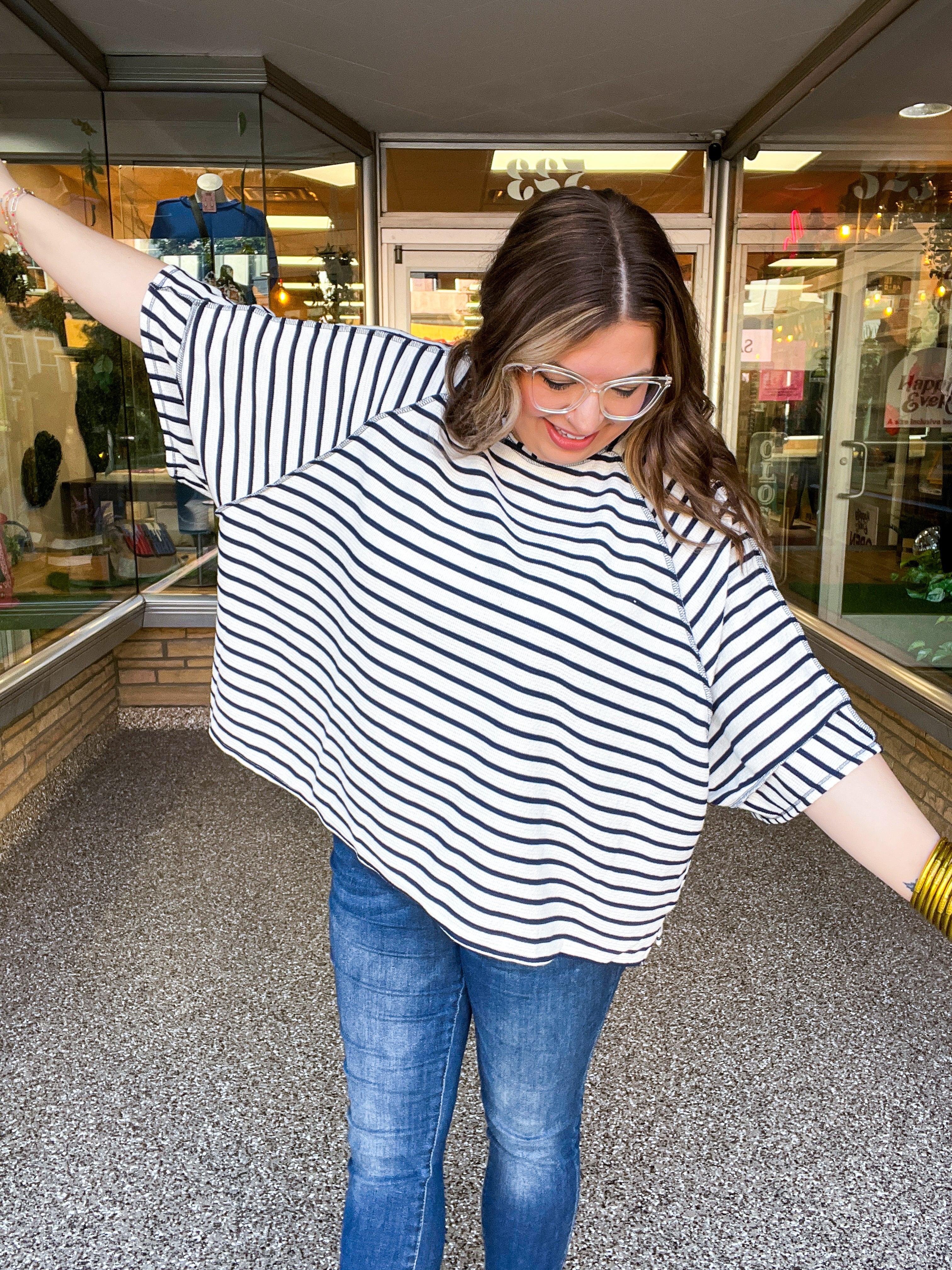 Harvest Horizon Striped Top in Navy