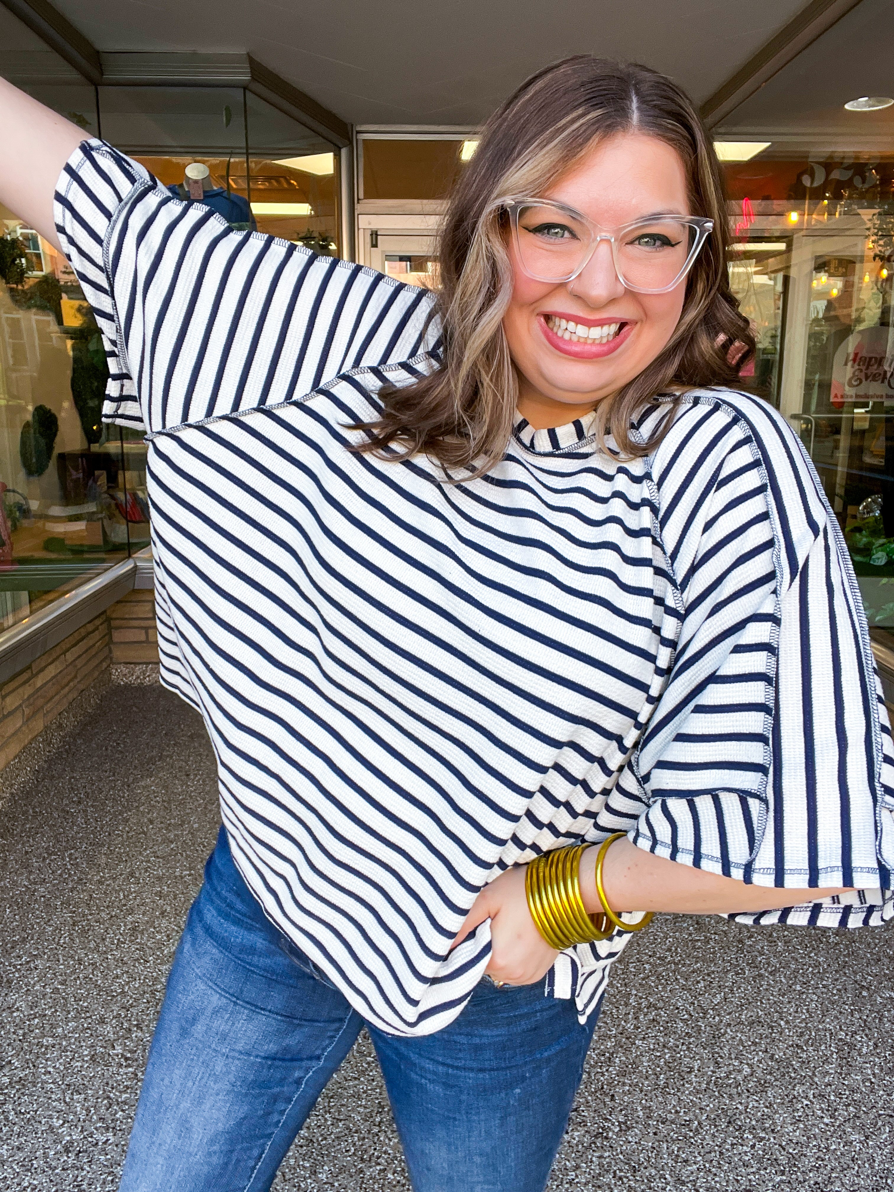 Harvest Horizon Striped Top in Navy