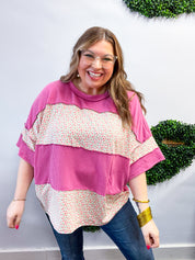 Between Seasons Wavy Rib Pullover Top in Fuchsia