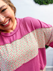 Between Seasons Wavy Rib Pullover Top in Fuchsia