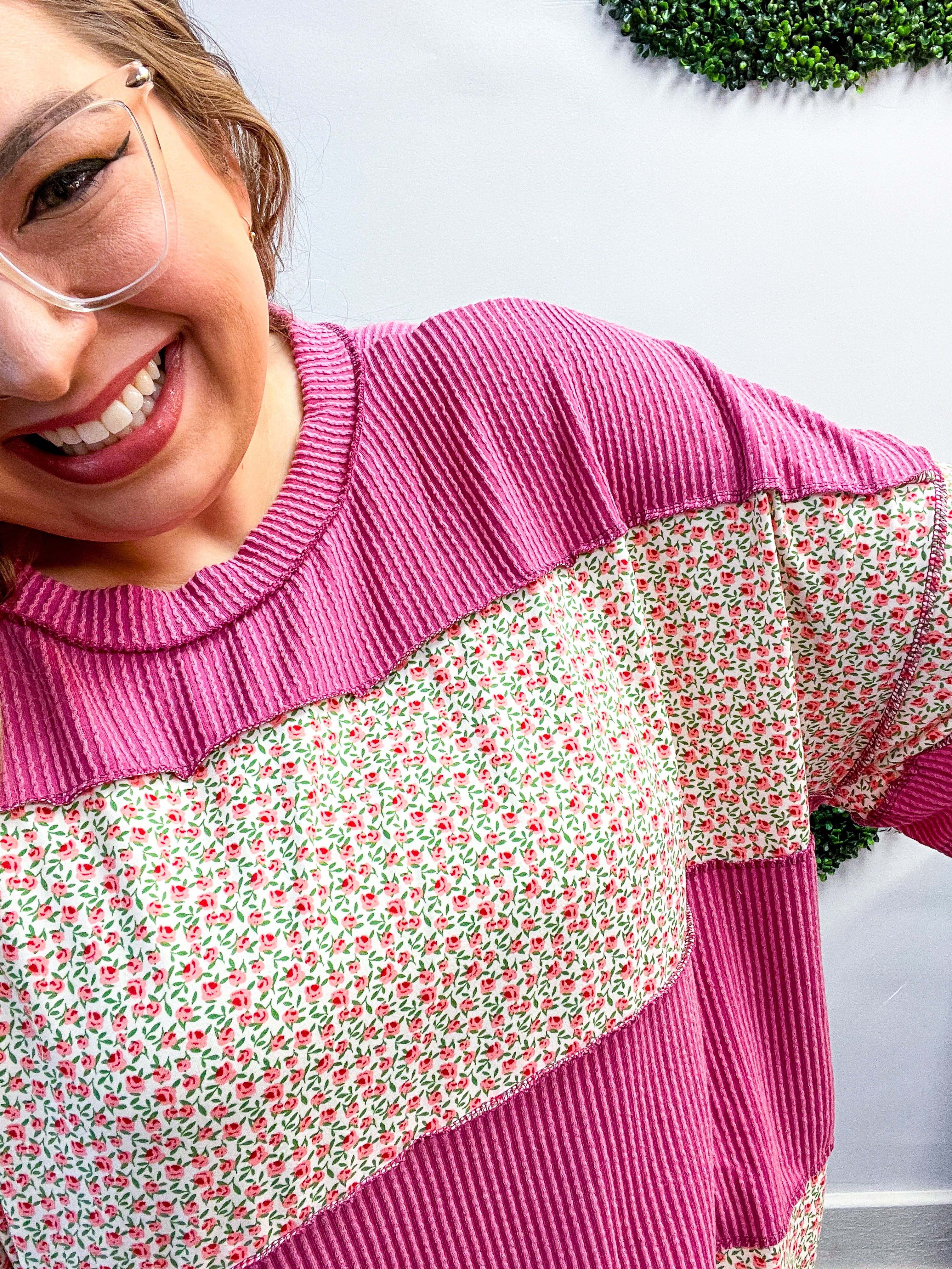 Between Seasons Wavy Rib Pullover Top in Fuchsia