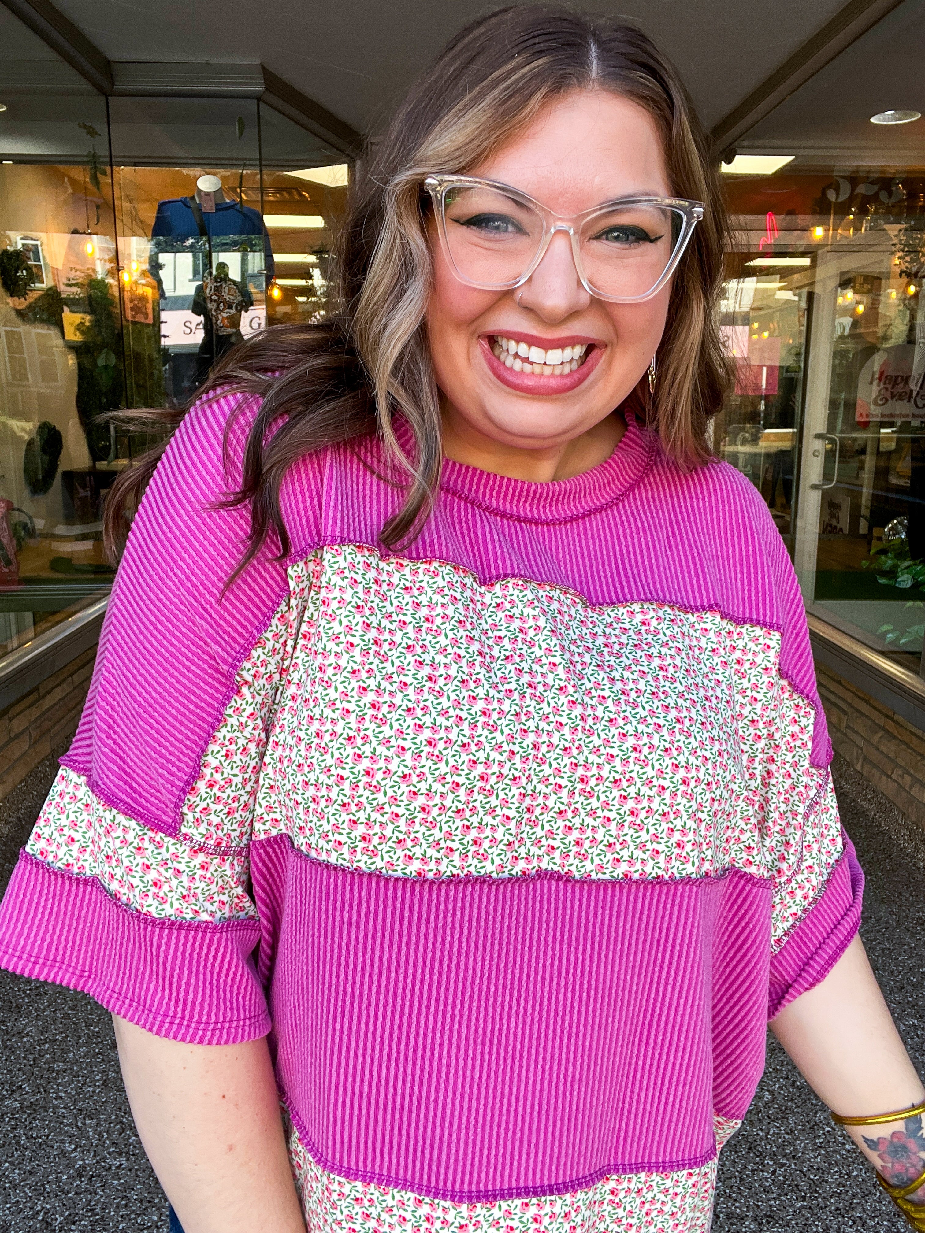 Between Seasons Wavy Rib Pullover Top in Fuchsia