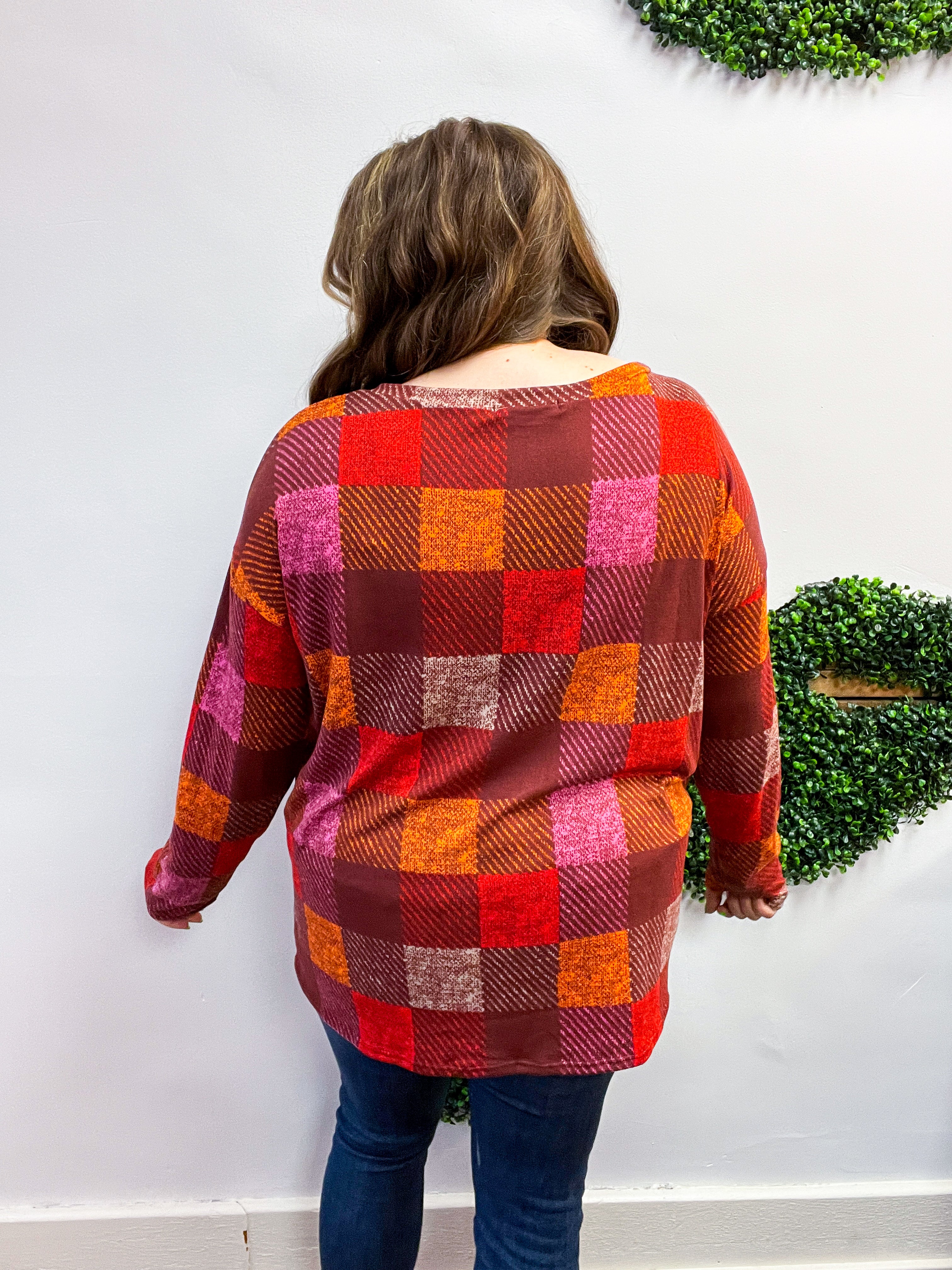 Cocoa Berry Plaid Top