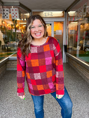 Cocoa Berry Plaid Top