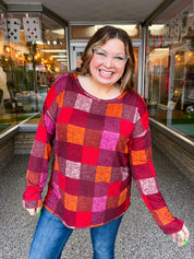 Cocoa Berry Plaid Top