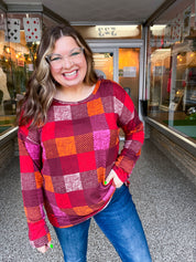 Cocoa Berry Plaid Top