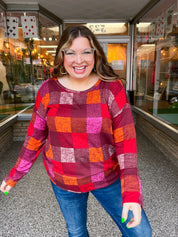 Cocoa Berry Plaid Top