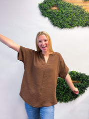 Go With the Flow Top in Brown