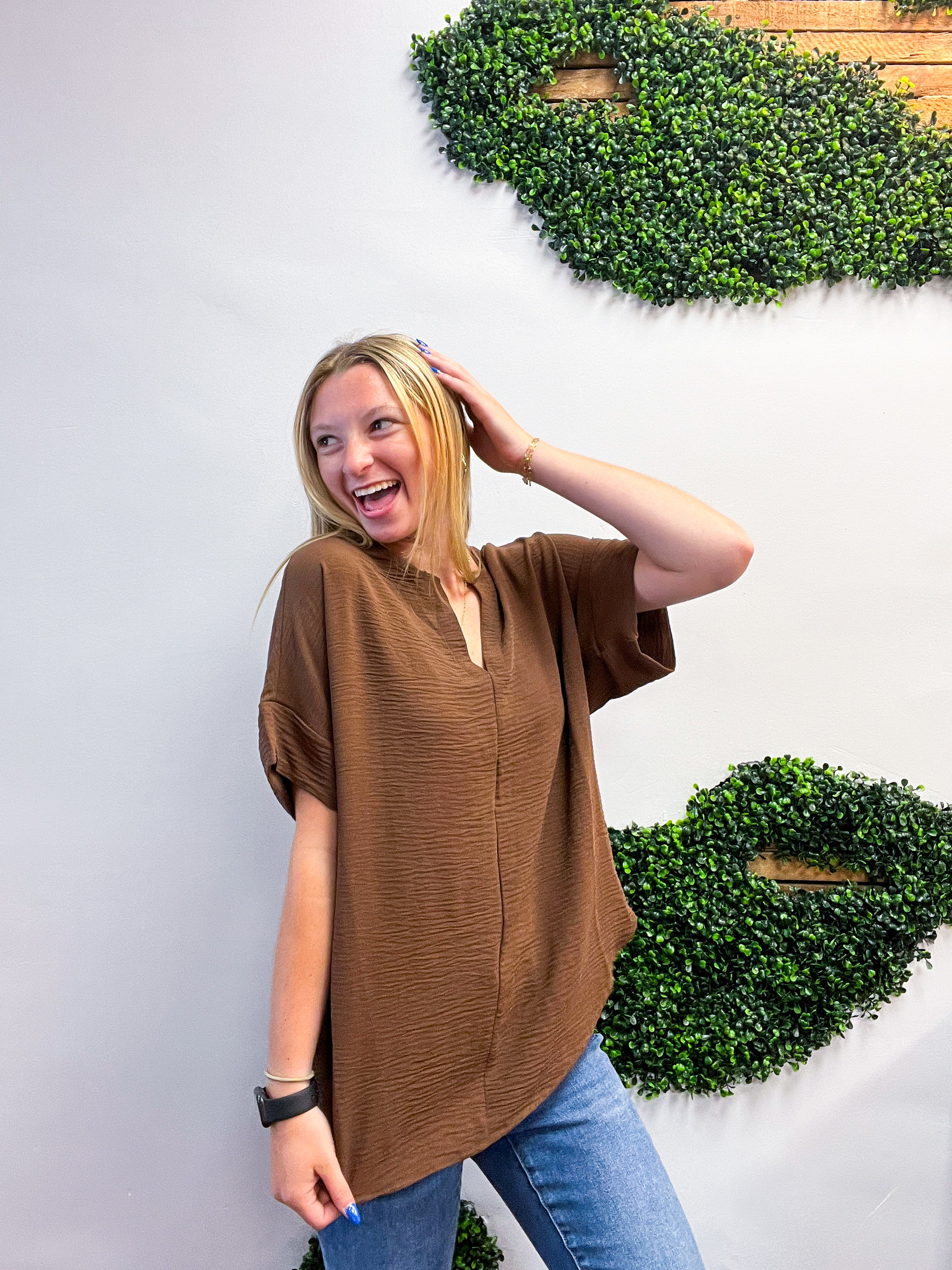 Go With the Flow Top in Brown