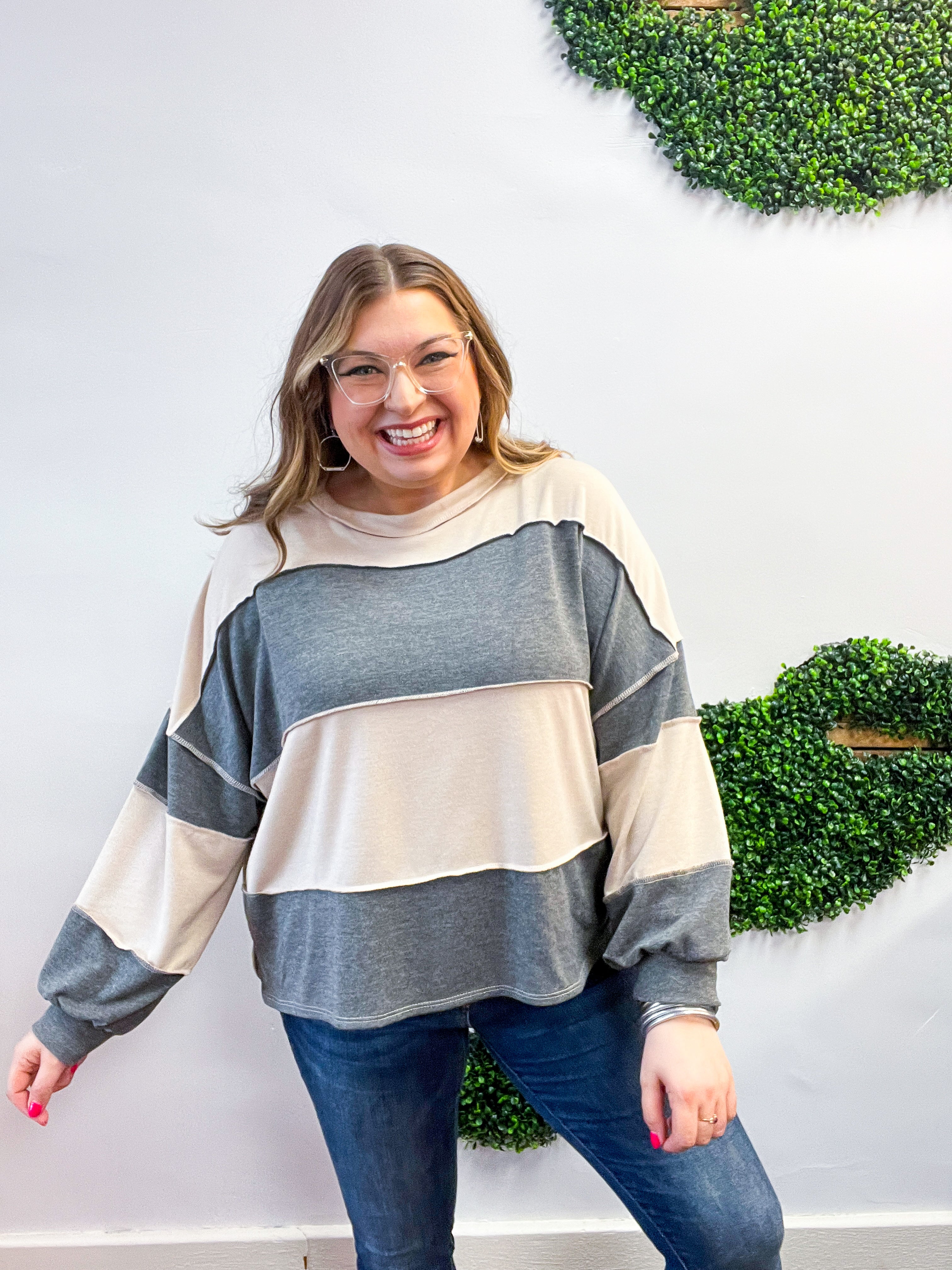 Sweet & Simple Stripes Pullover in Charcoal