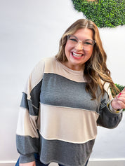 Sweet & Simple Stripes Pullover in Charcoal