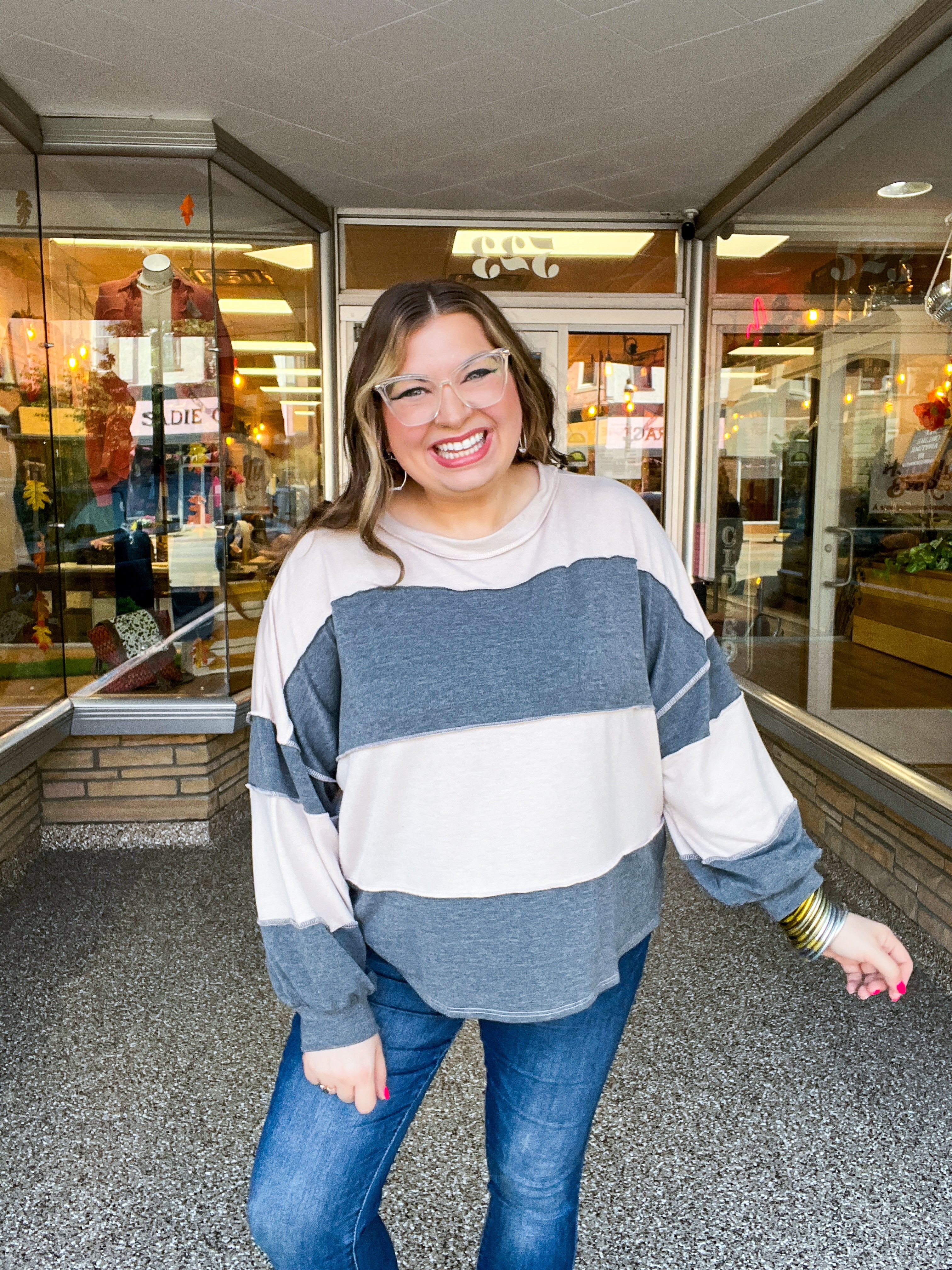 Sweet & Simple Stripes Pullover in Charcoal