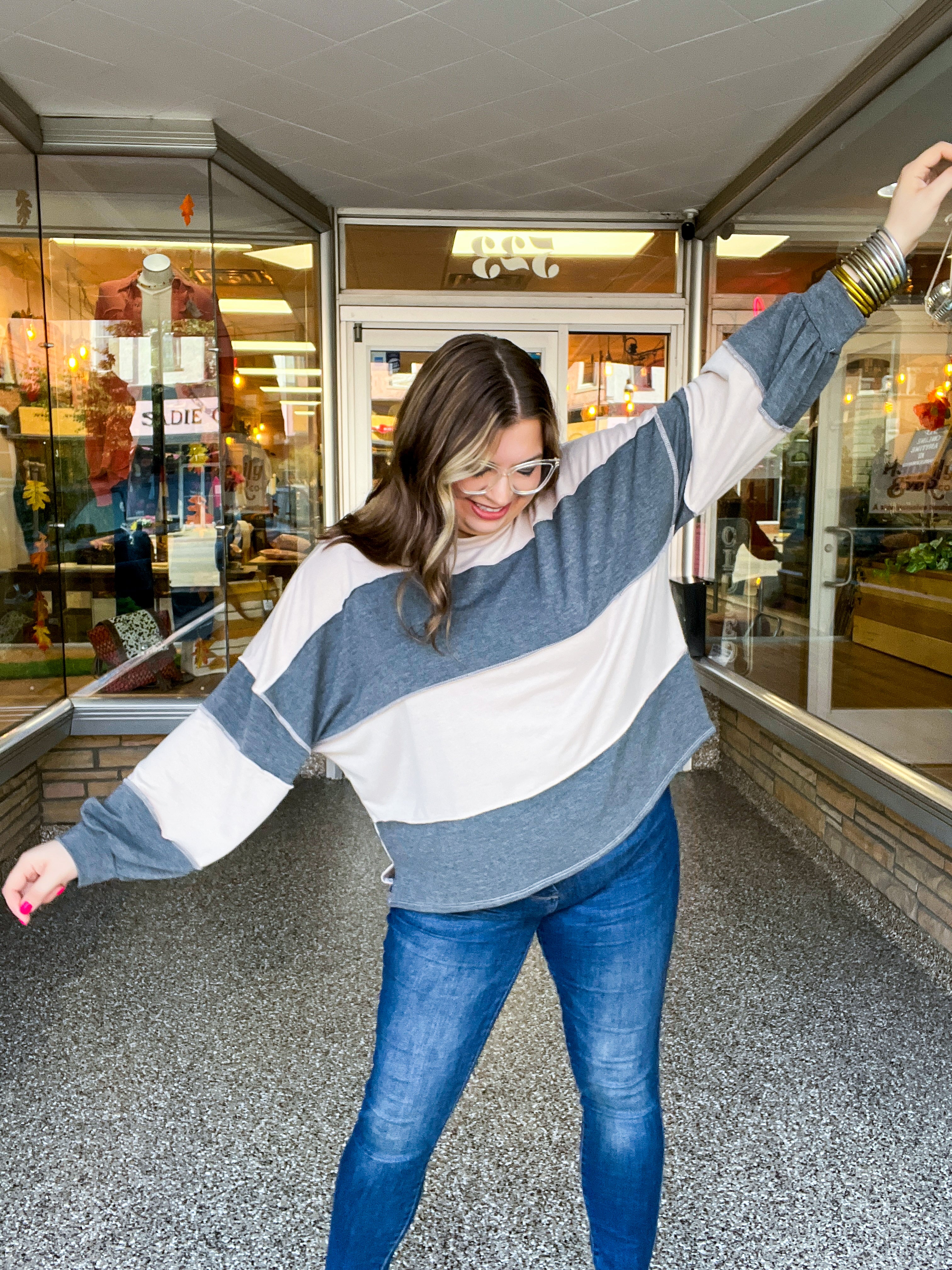 Sweet & Simple Stripes Pullover in Charcoal