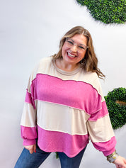 Sweet & Simple Stripes Pullover in Magenta