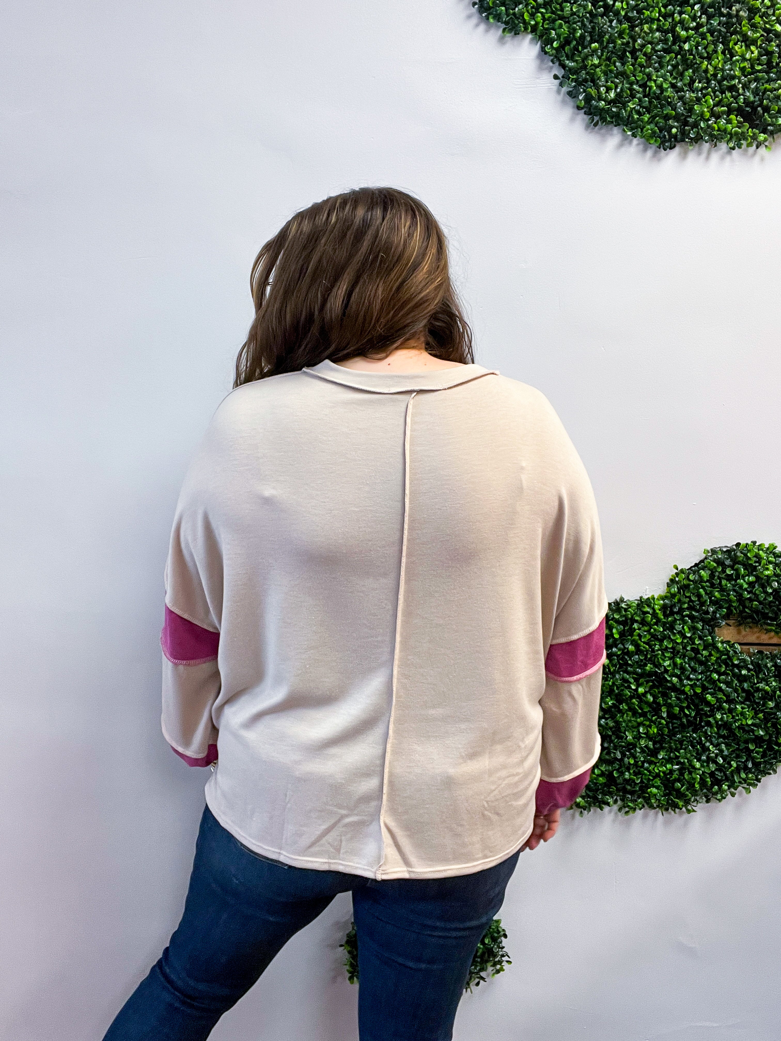 Sweet & Simple Stripes Pullover in Magenta