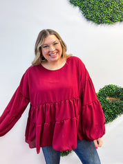 Autumn Breeze Tiered Top in Wine