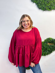 Autumn Breeze Tiered Top in Wine