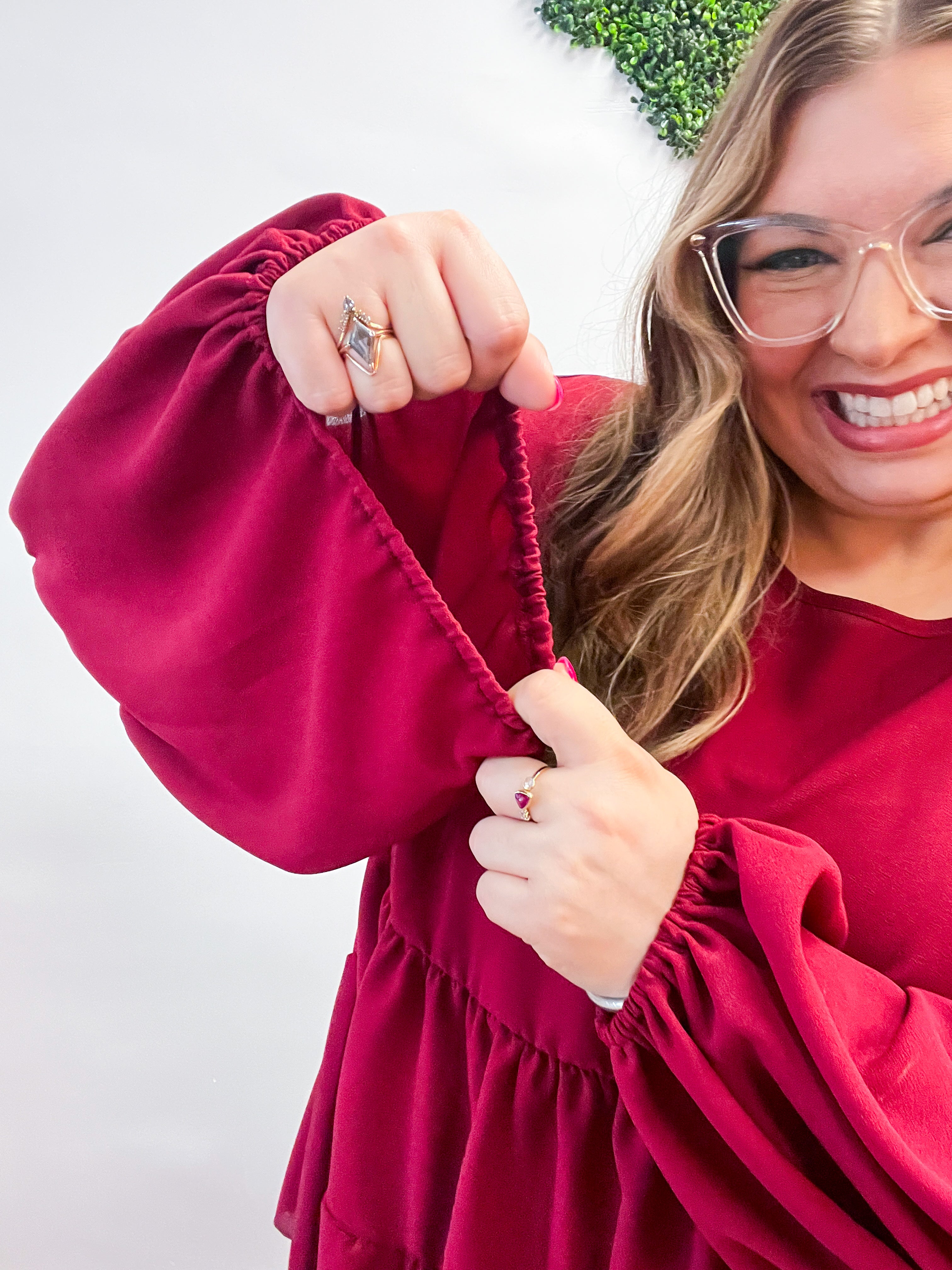 Autumn Breeze Tiered Top in Wine