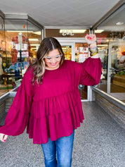 Autumn Breeze Tiered Top in Wine