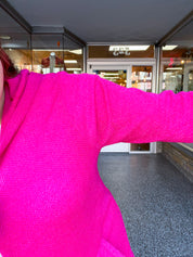 Porch Days Thermal Hooded Cardigan in Fuchsia