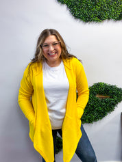 Porch Days Thermal Hooded Cardigan in Yellow