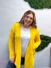 Porch Days Thermal Hooded Cardigan in Yellow