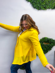 Porch Days Thermal Hooded Cardigan in Yellow
