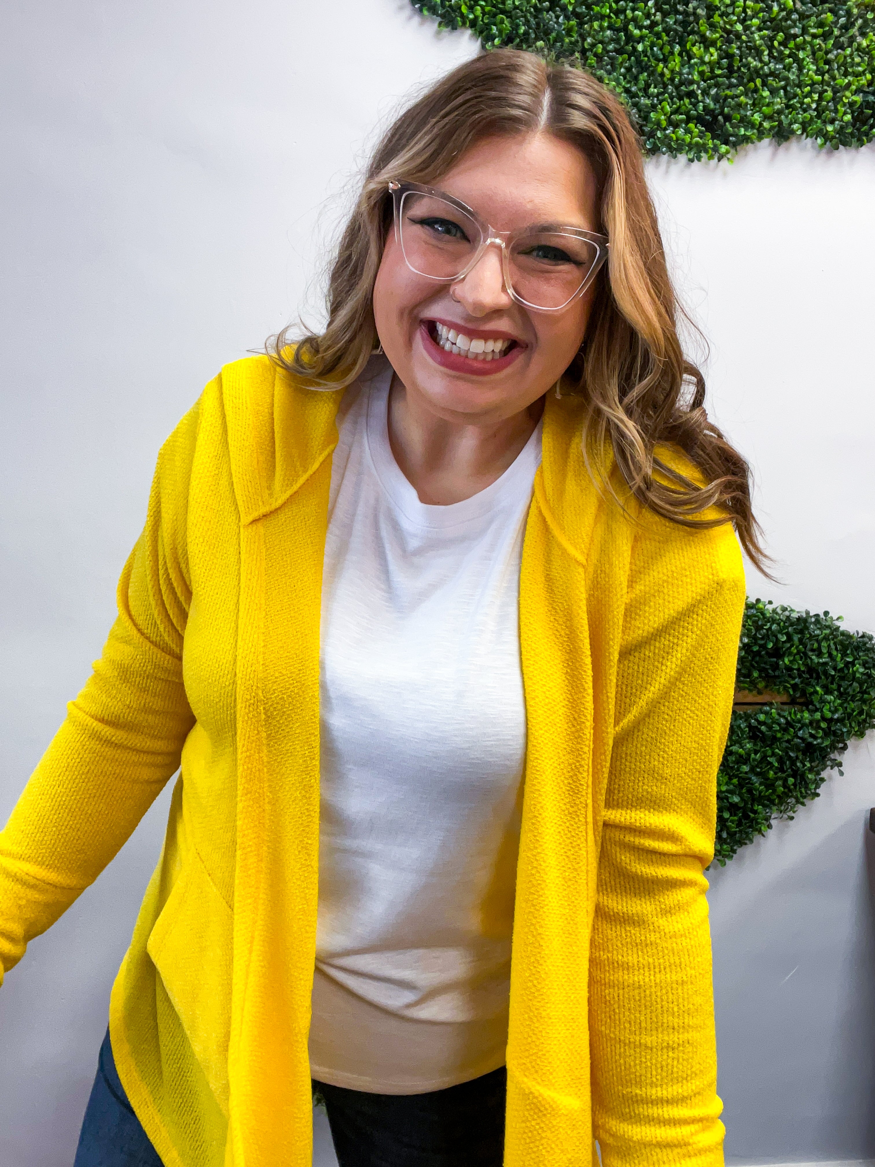 Porch Days Thermal Hooded Cardigan in Yellow