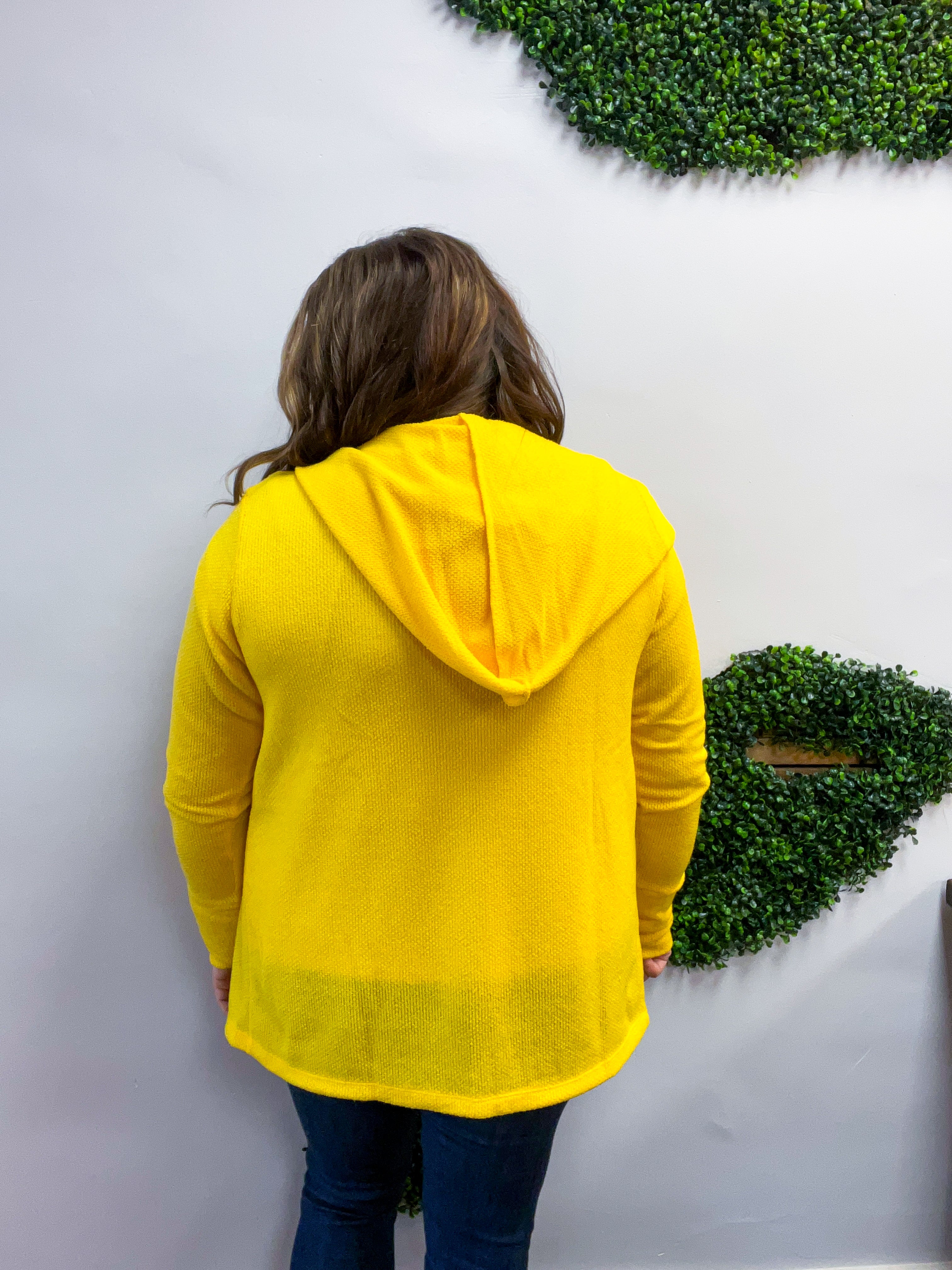 Porch Days Thermal Hooded Cardigan in Yellow
