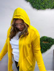 Porch Days Thermal Hooded Cardigan in Yellow