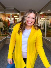 Porch Days Thermal Hooded Cardigan in Yellow