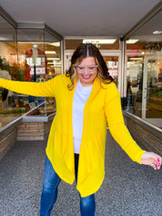 Porch Days Thermal Hooded Cardigan in Yellow