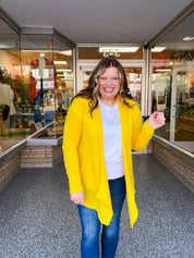 Porch Days Thermal Hooded Cardigan in Yellow