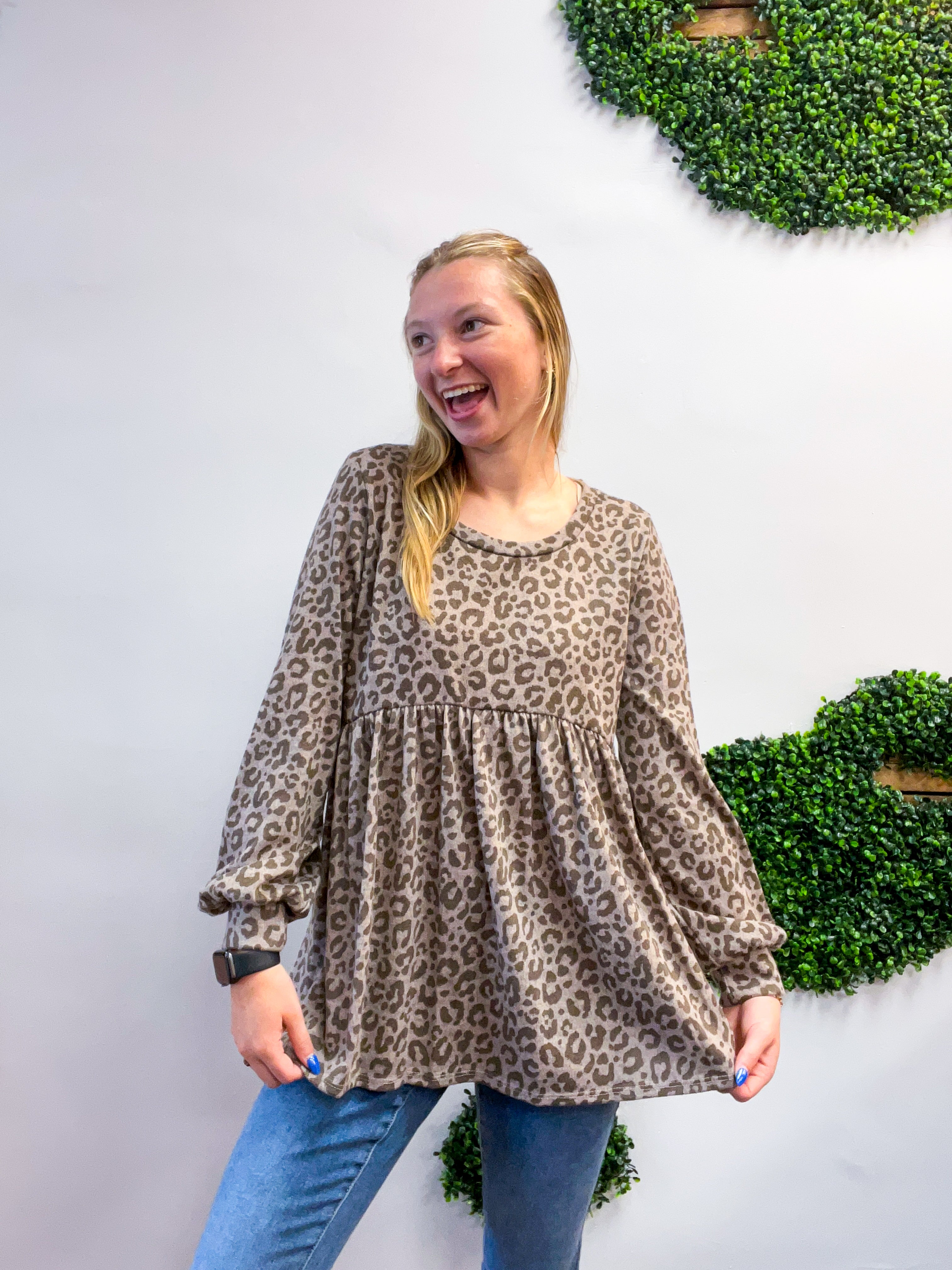 Cuddle Me Leopard Babydoll Top