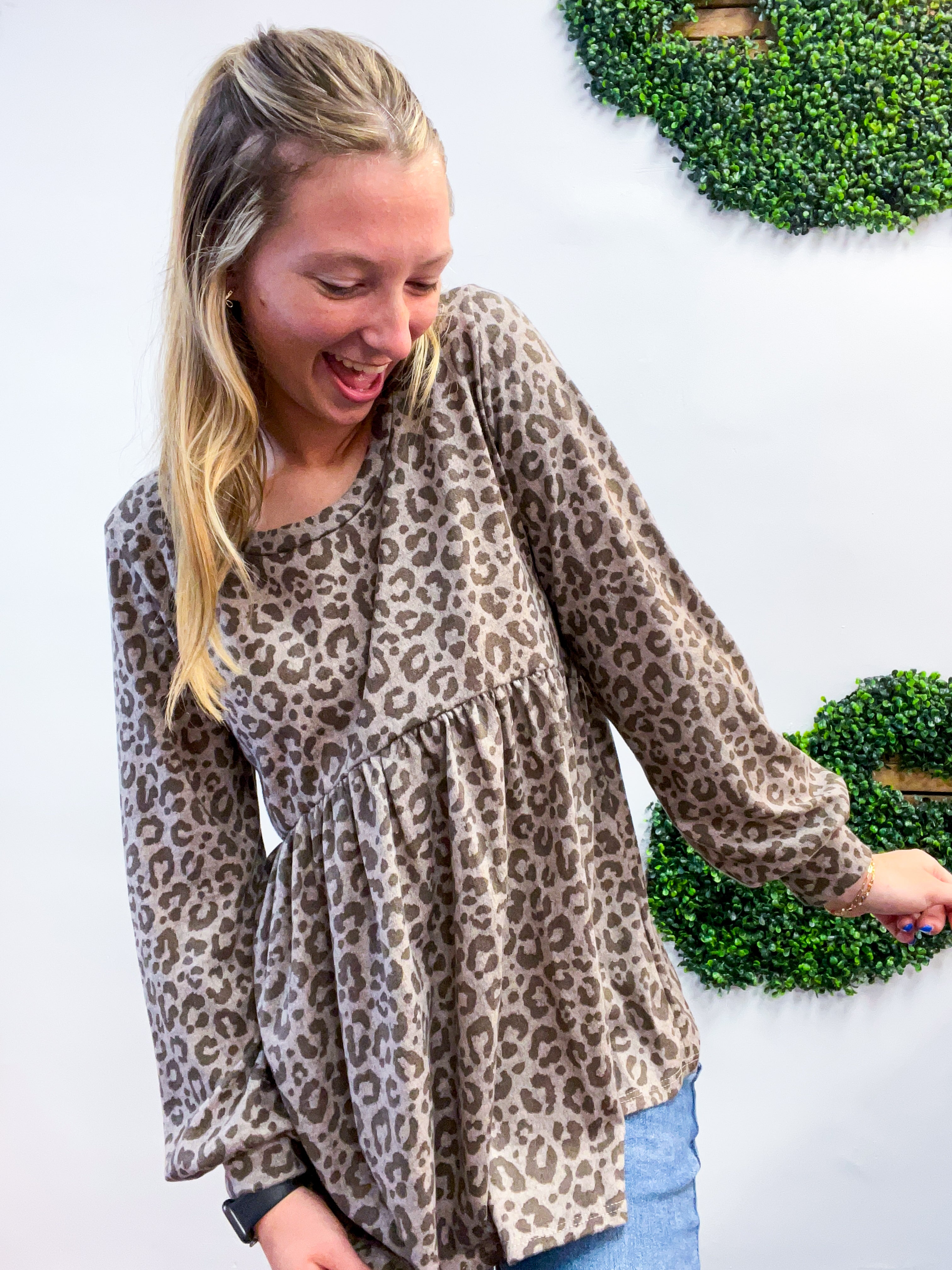 Cuddle Me Leopard Babydoll Top