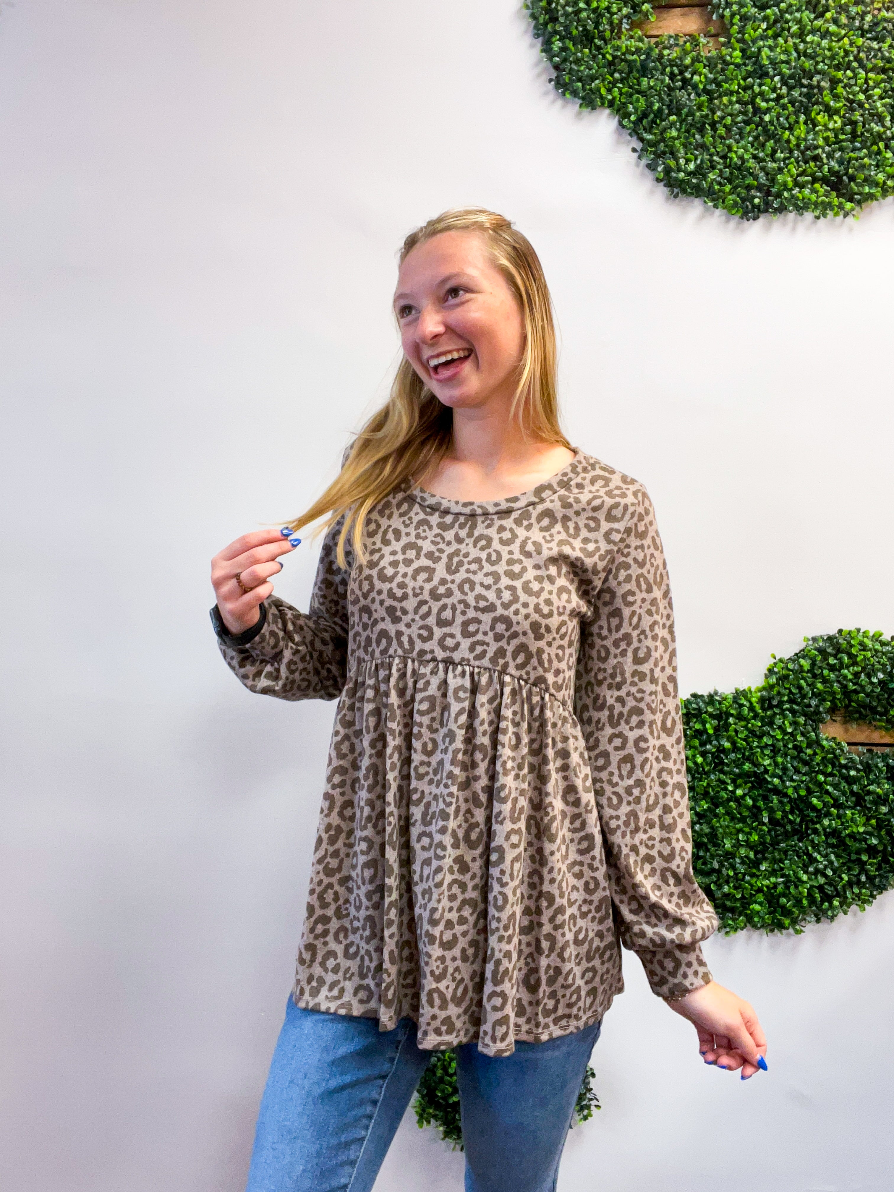 Cuddle Me Leopard Babydoll Top