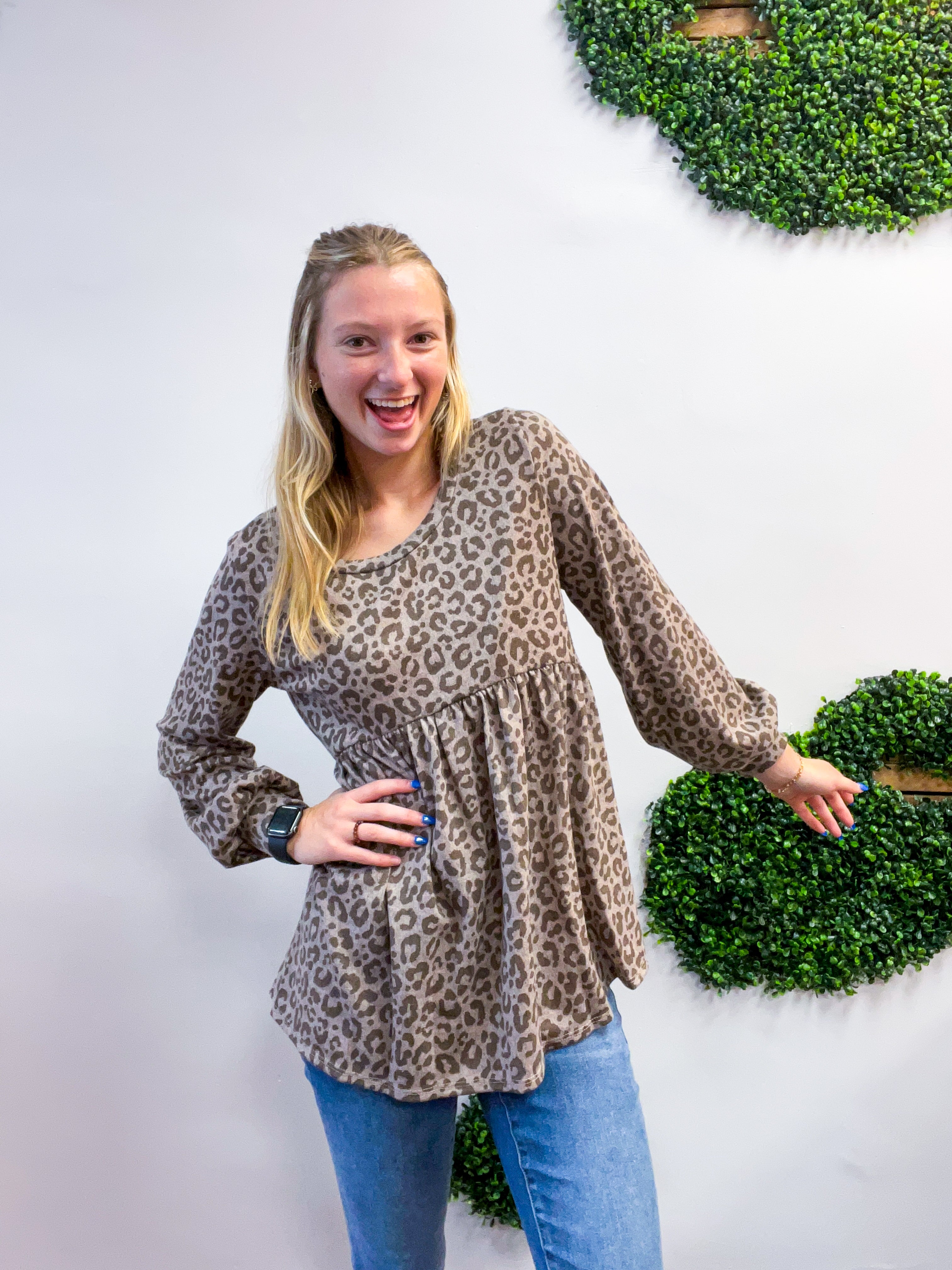 Cuddle Me Leopard Babydoll Top