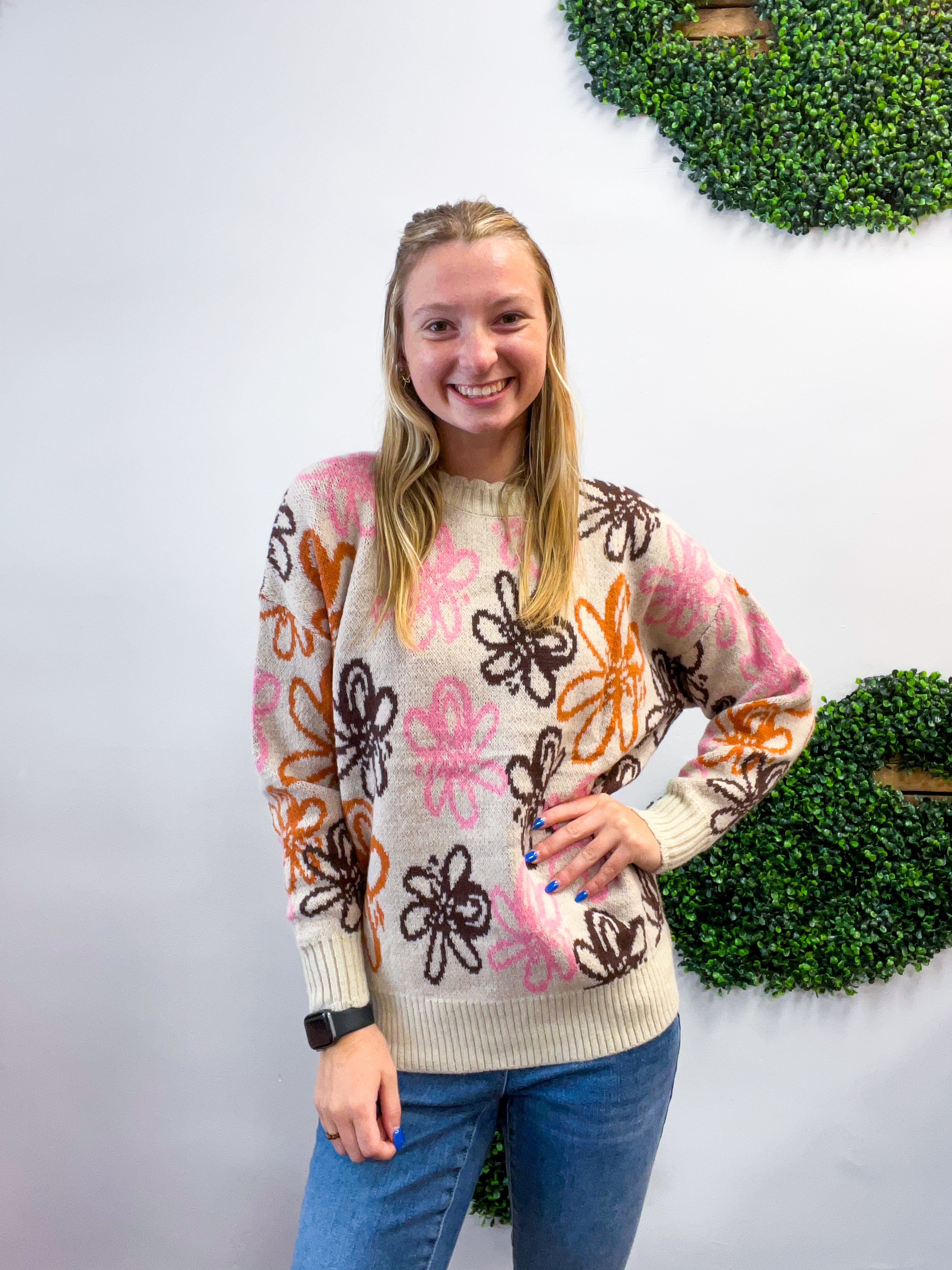 Retro Petals Sweater