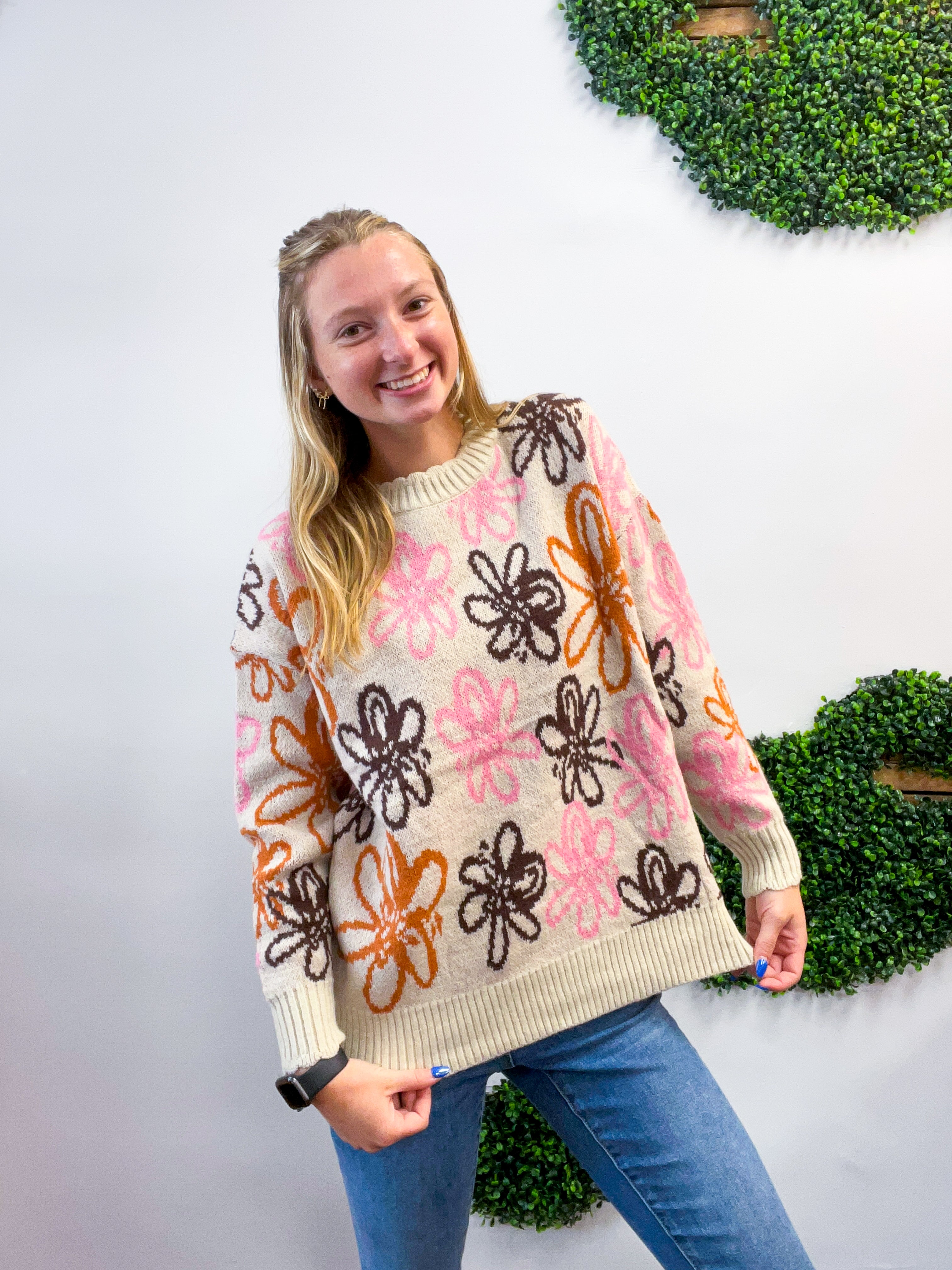 Retro Petals Sweater