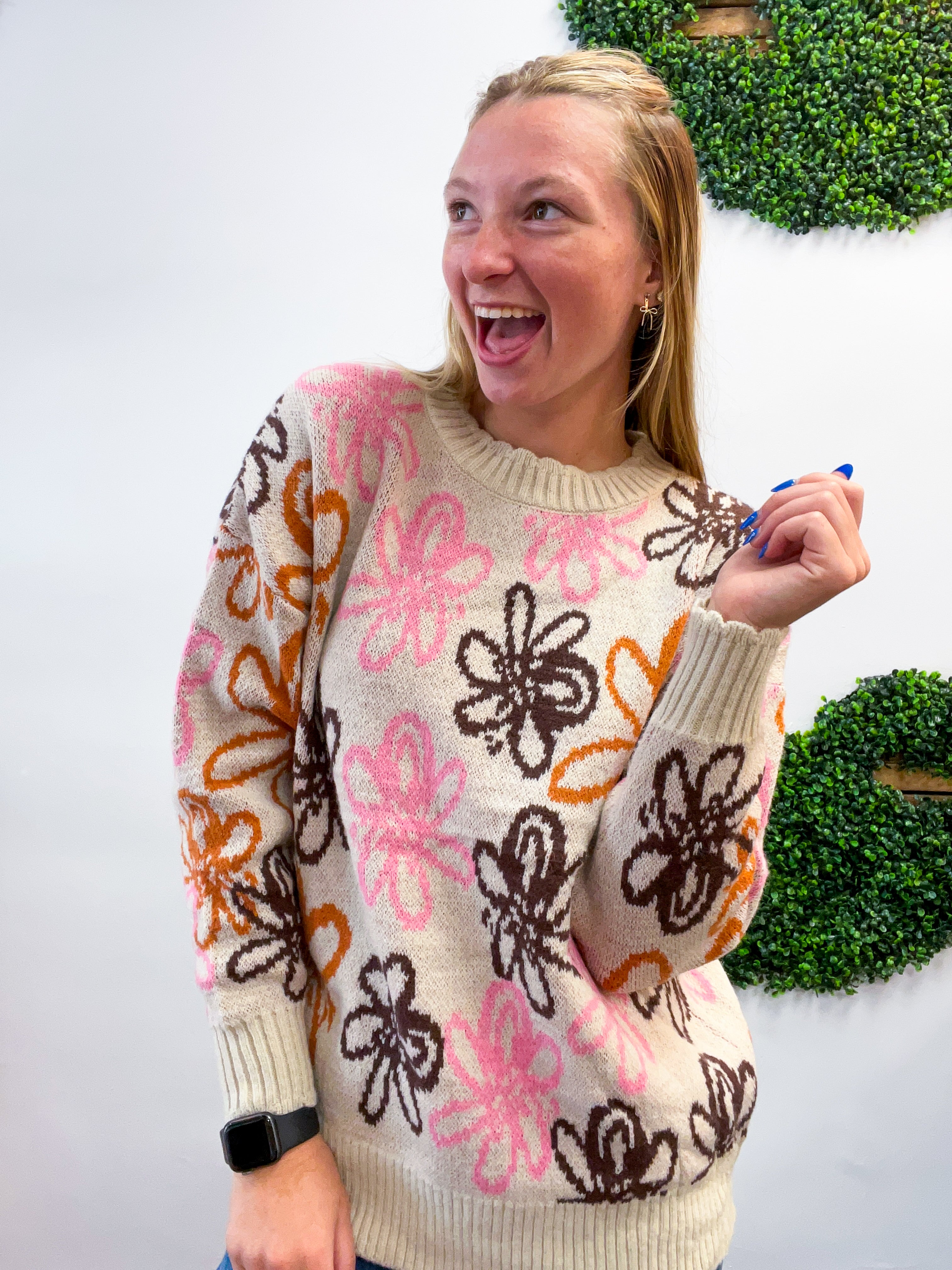 Retro Petals Sweater