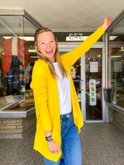 Porch Days Thermal Hooded Cardigan in Yellow