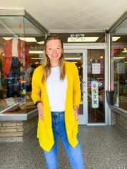 Porch Days Thermal Hooded Cardigan in Yellow