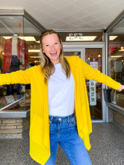 Porch Days Thermal Hooded Cardigan in Yellow
