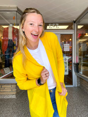 Porch Days Thermal Hooded Cardigan in Yellow