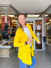 Porch Days Thermal Hooded Cardigan in Yellow