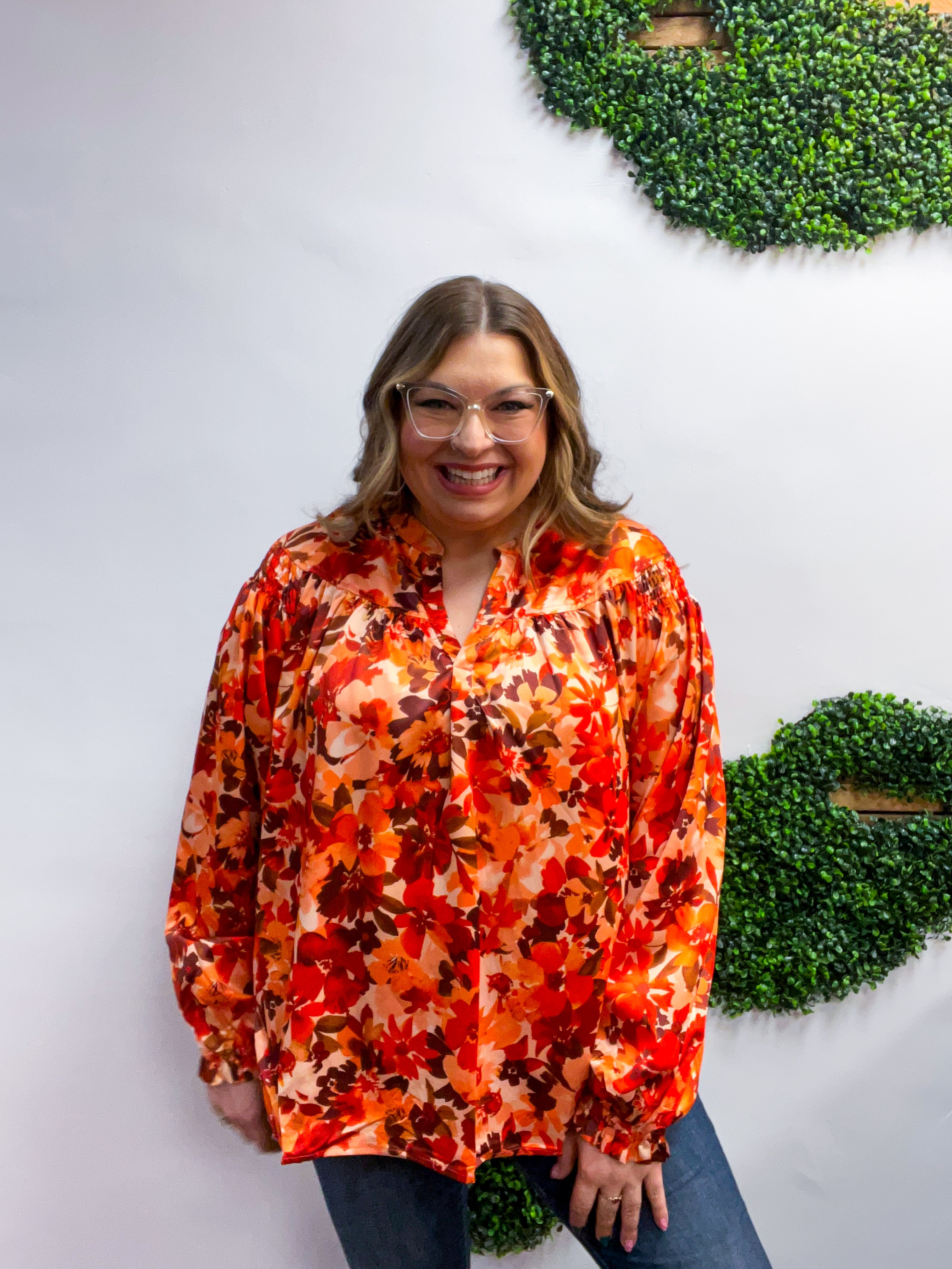 Spiced Petals Satin Blouse